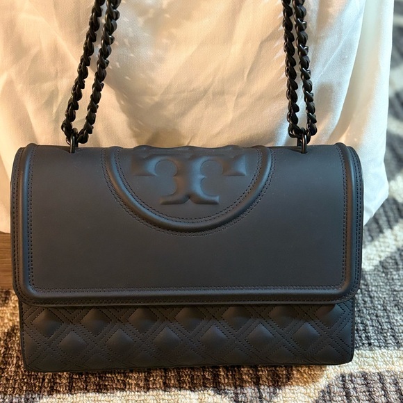Tory Burch Fleming Matte Black Convertible Shoulder Bag - Picture 4 of 7